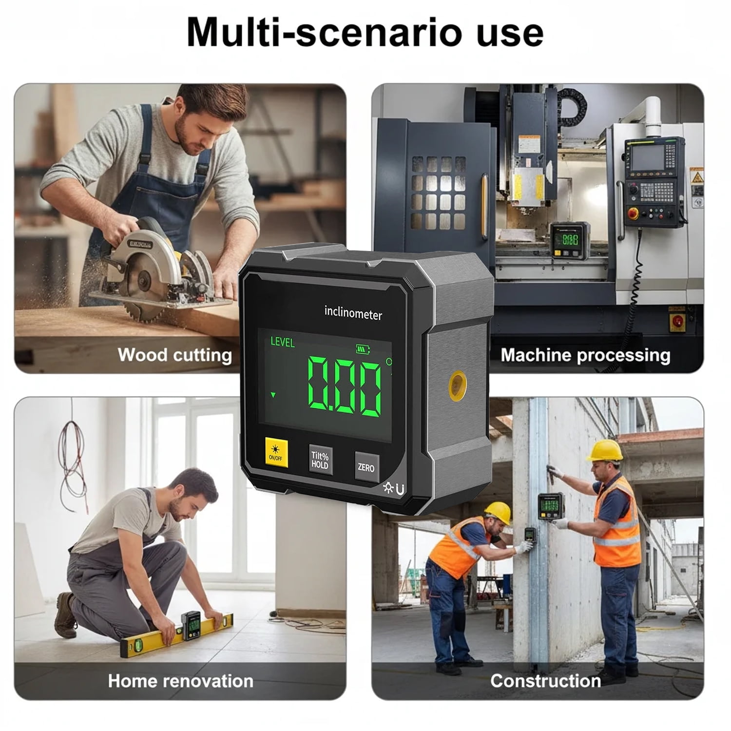 LC-dolida Digital Angle Finder,Cube Inclinometer with Electronic Level 4-Side Strong Magnetic Base & Backlit Display,4×90° High-precision Measurement Rechargeable for Table Saw Miter Saw Woodworking
