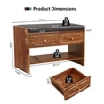 thumbnail image 5 of Wirrytor Curved Edge Shoe Storage Bench with 2 Drawers, 2-Tier Cushioned Entryway Bench Shoe Rack Organizer for Hallway Bedroom Living Room, Walnut, 5 of 11