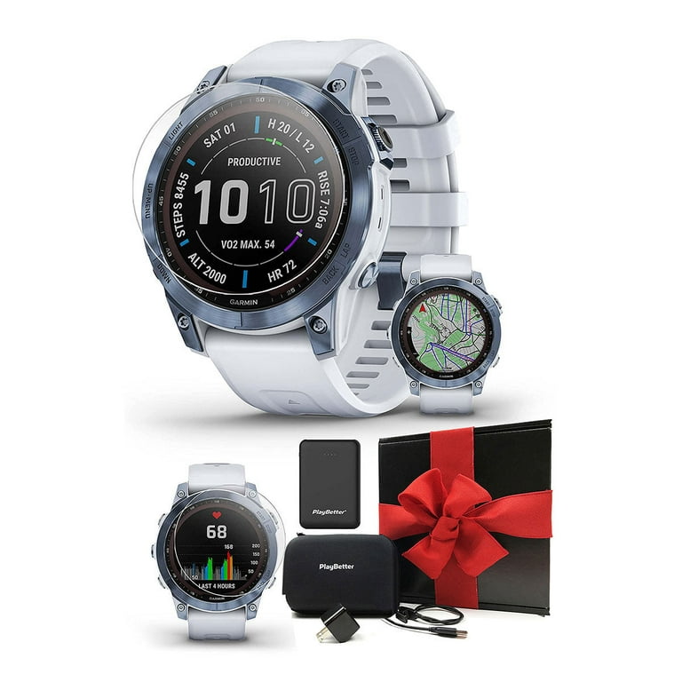 Garmin fenix 7X Sapphire Solar rugged outdoor GPS smartwatch with solar  charging, touchscreen, and wellness features in mineral blue titanium