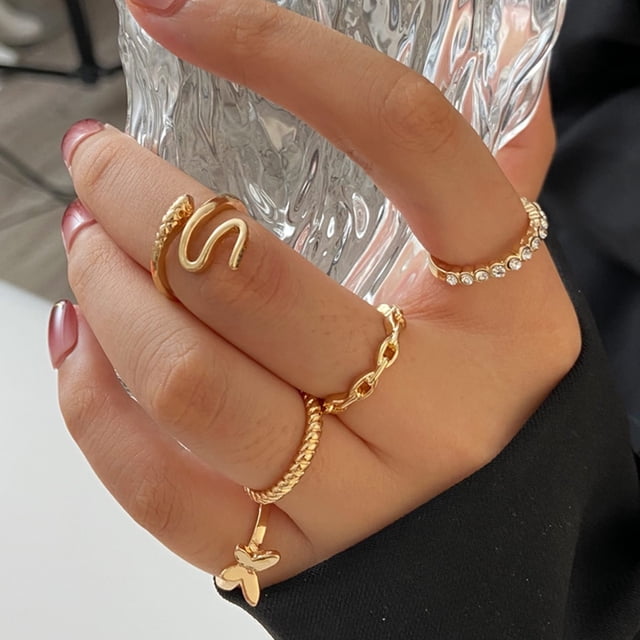Juego de anillos abiertos de múltiples articulaciones, 22 piezas, diseño de anillo de amor para mujer, anillo de mariposa Sense Niche