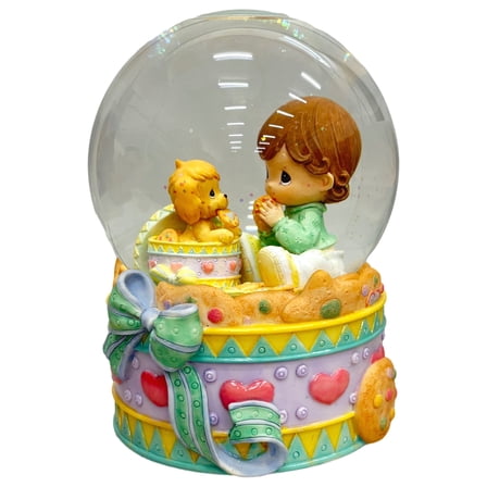 Precious Moments Snow Globe Vintage Musical Magic Flute Water Globe Girls Candy