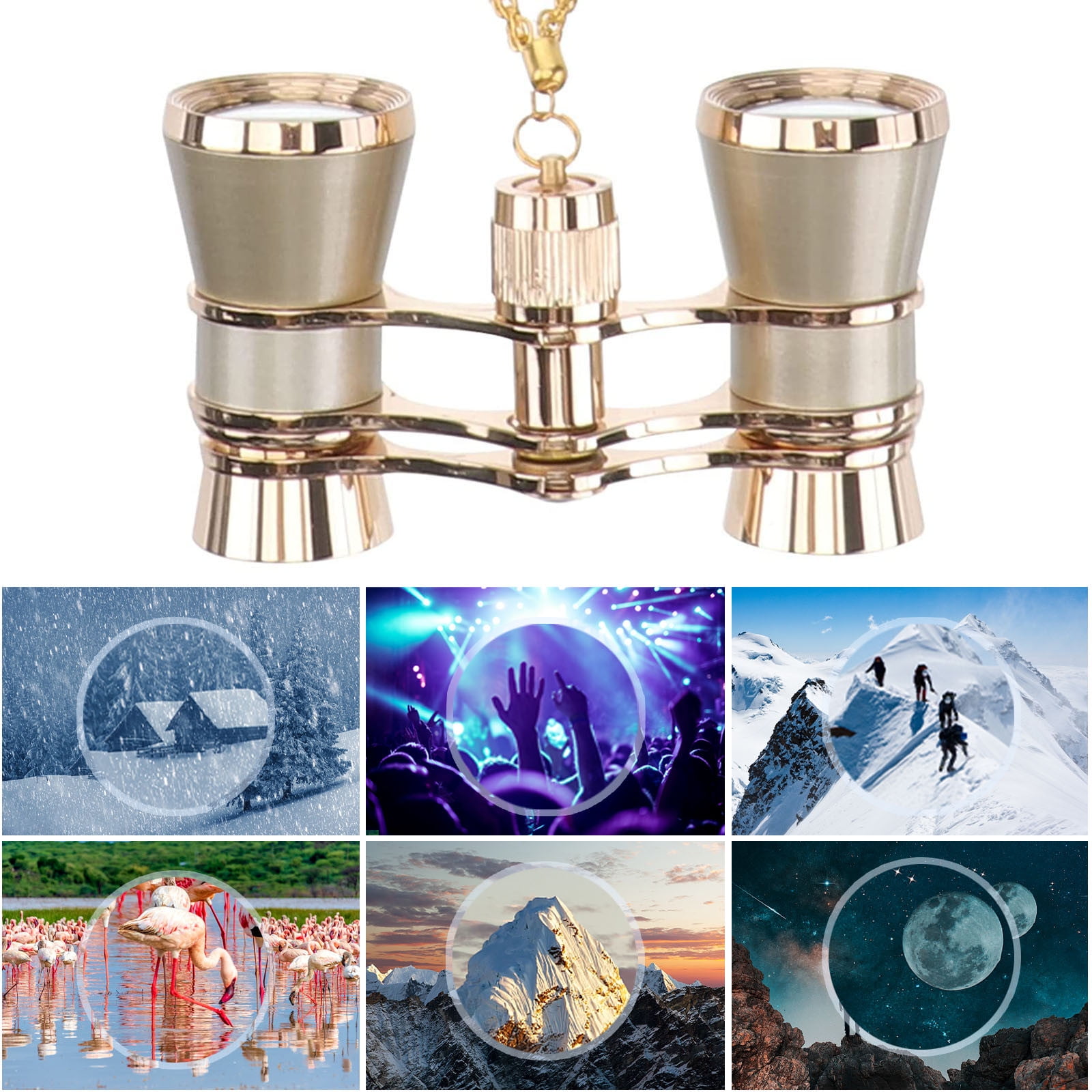 Aomekie Binocolo Da Teatro Pieghevole 3X25 Teatro Occhiali Con Collana A Catena In Metallo Per - Foto 4