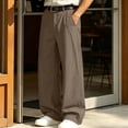 thumbnail image 3 of HOMADLES Mens Elastic Waist Work Pants Wide Leg Stretch Soft Athletic Pants Solid Color Side Pocket Casual Pants Coffee Size M, 3 of 10