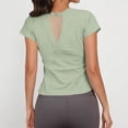 thumbnail image 3 of DuoJiaJ Womens Workout Top, Slim Fit Crew Neck Short Sleeve Activewear Green L, 3 of 5