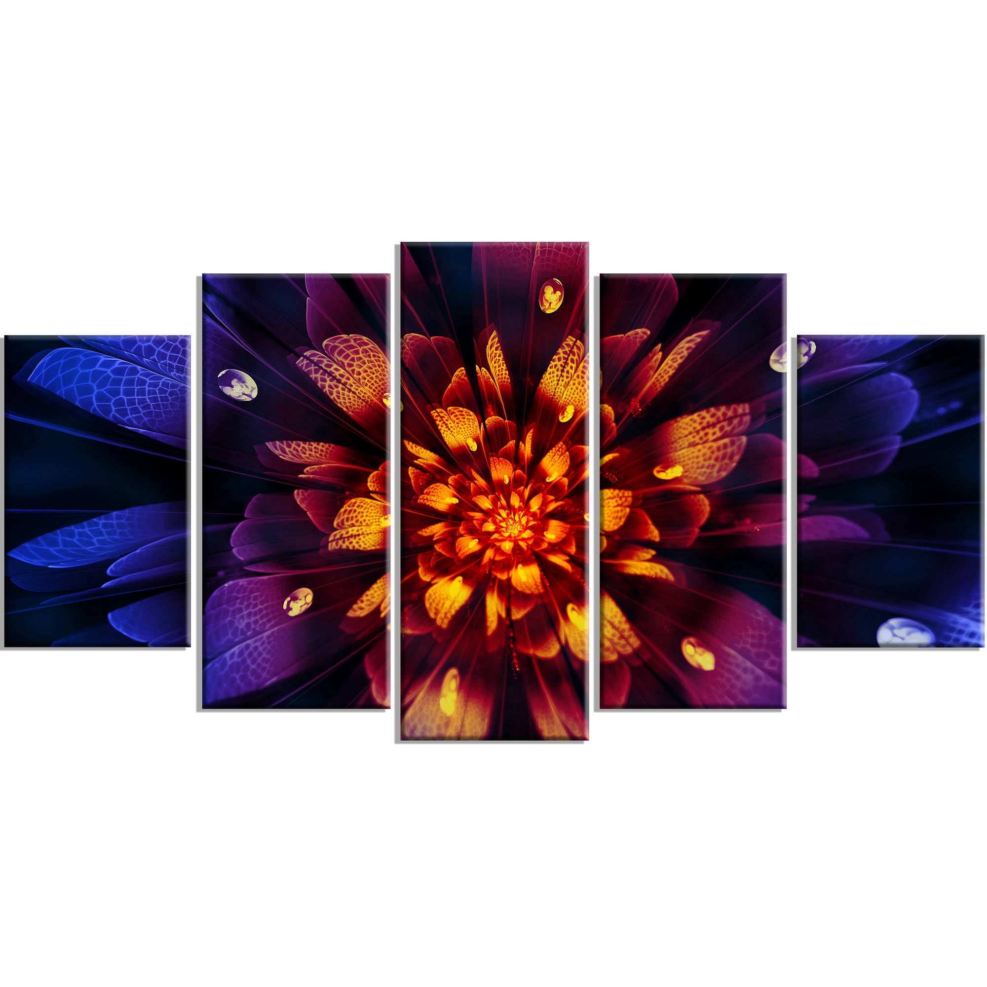 Design Art Glow from Wit Floral Canvas Art, 5 Panels, 60" x 32"