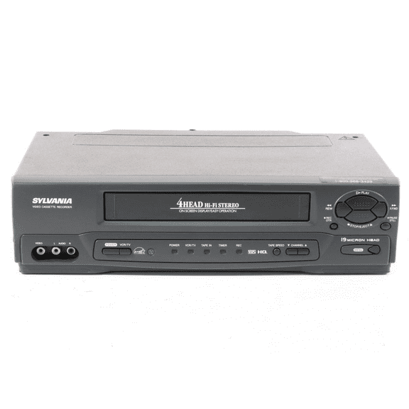 Restored Sylvania KVS600 4-Head Hi-Fi Stereo VCR w/ Original Remote, Manual, A/V Cables, & HDMI Converter (Good) (Refurbished)