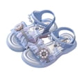 thumbnail image 1 of Xfvqtps Kids Girls Princess Sandals Open Toe Pearl Rhinestone Lace Hook and Loop Soft Sole Flats Summer Shoes, 1 of 6