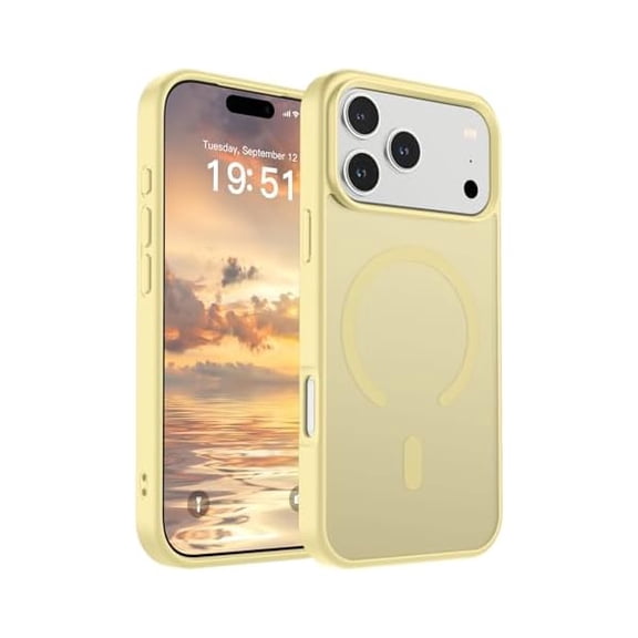 ZHU997 Magnetic for iPhone 17 Pro Max Case (Compatible with MagSafe)(Military Grade Drop Protection) Translucent Matte Shockproof with Anti-Fingerprint Phone Cover 2025,Buttercream Yellow