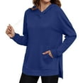 thumbnail image 3 of Sevevn Women's Fashion Casual New Solid Color Hoodie Long Sleeve Top Blue M Clearance Sales Online Deals, 3 of 6