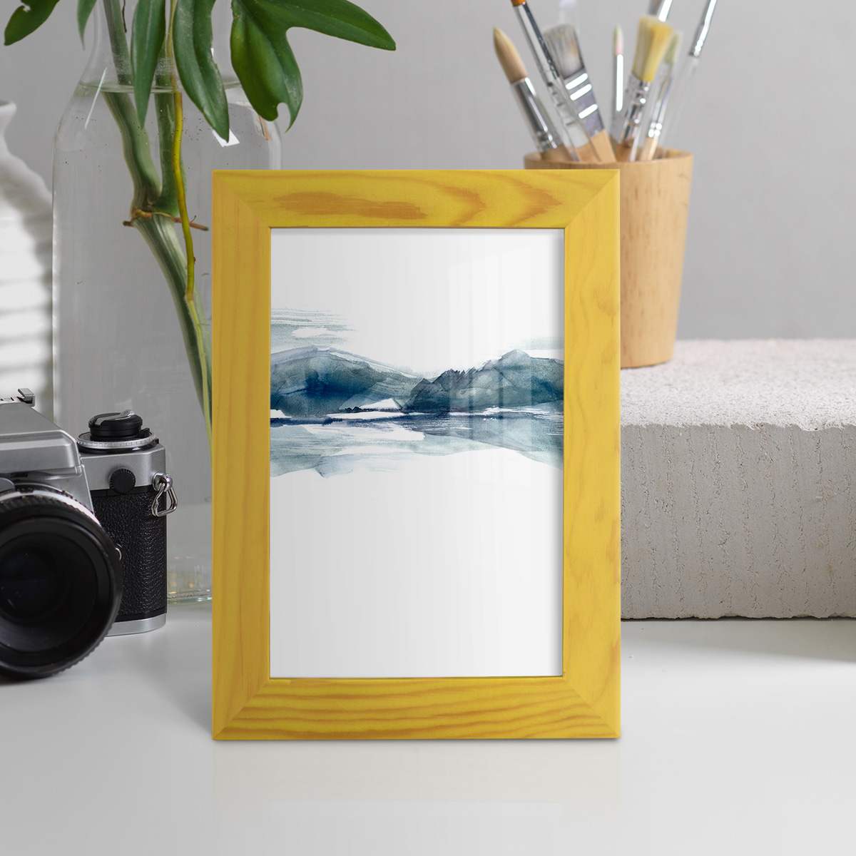 Stark Horizon II - Framed Print w/glass - Sunflower Yellow
