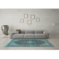 thumbnail image 3 of Ahgly Company Indoor Round Medallion Light Blue Traditional Area Rugs, 5' Round, 3 of 4