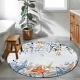 thumbnail image 3 of Round Rugs 3 Ft, Blue Coastal Non Slip Area Rugs for Kitchen Bedroom Entryway, Summer Beach Starfish Weeping Eucalyptus Ombre Washable Carpet Runner Rug Floor Mats for Bedroom Home Decor, 3 of 8