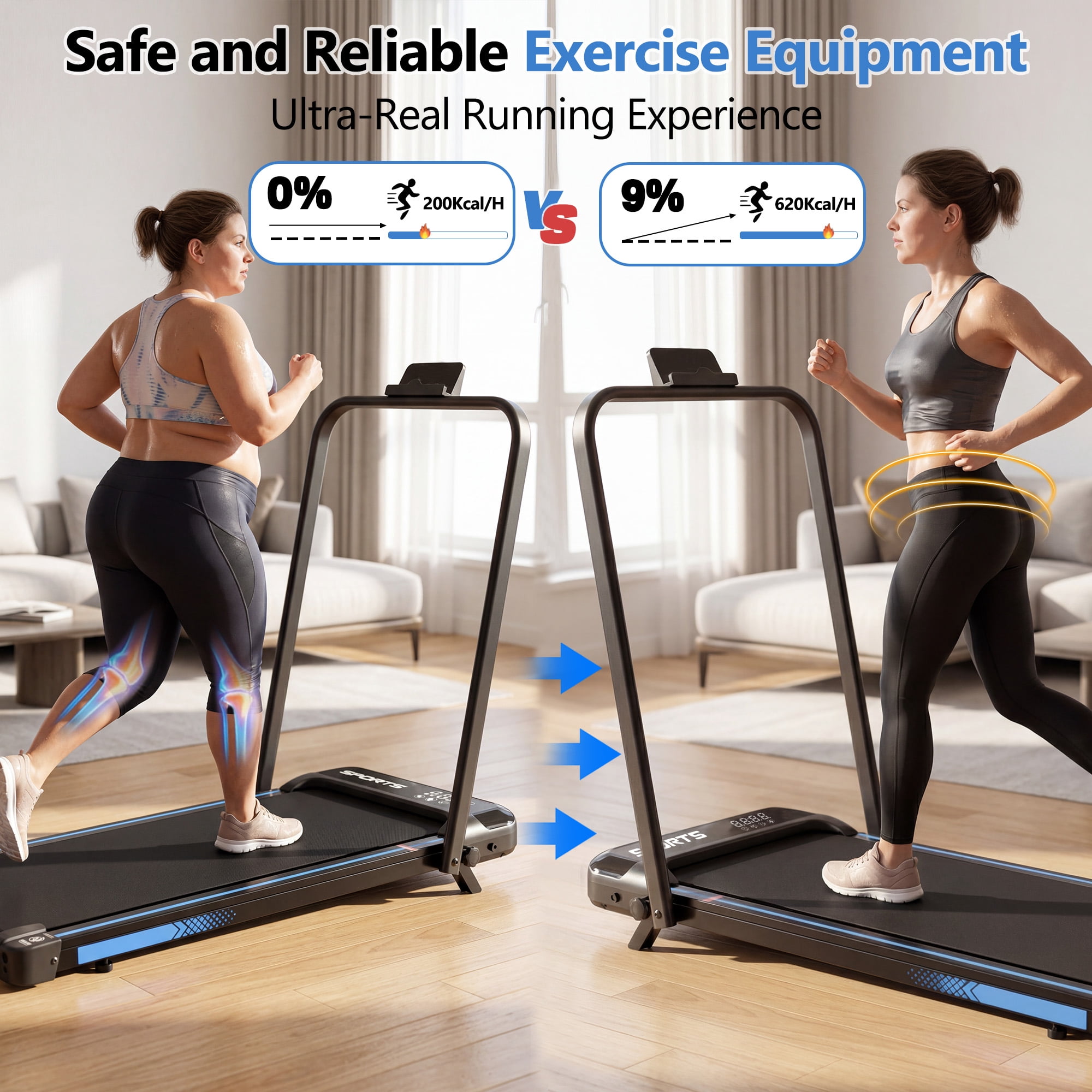 Leumius 3 in 1 Treadmill for Home/Office,Folding Treadmill with Walking Pad and Handle Bar,Portable Treadmill with Remote Control & LED Display,260 Lbs Capacity,Black