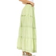 thumbnail image 4 of Sakkas Solid Embroidered Gypsy / Bohemian Full / Maxi / Long Cotton Skirt - Spring Green - One Size, 4 of 5