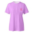 thumbnail image 4 of Breast Cancer Awareness Shirts Women Pink Ribbon T-Shirts Cancer Fighter Heart Graphic Tee Short Sleeve Pink Ribbons Tee Tops (Purple,M, 4 of 4