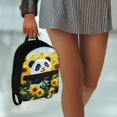thumbnail image 6 of HELLHERO Panda Sunflower Theme Daypack for Work Travel, Front Pocket Small Travel Backpack Polyester Lightweight Mini Backpack, 6 of 8