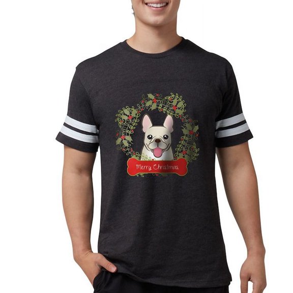 CafePress - French Bulldog Christmas Wreat - Mens Football Shirt