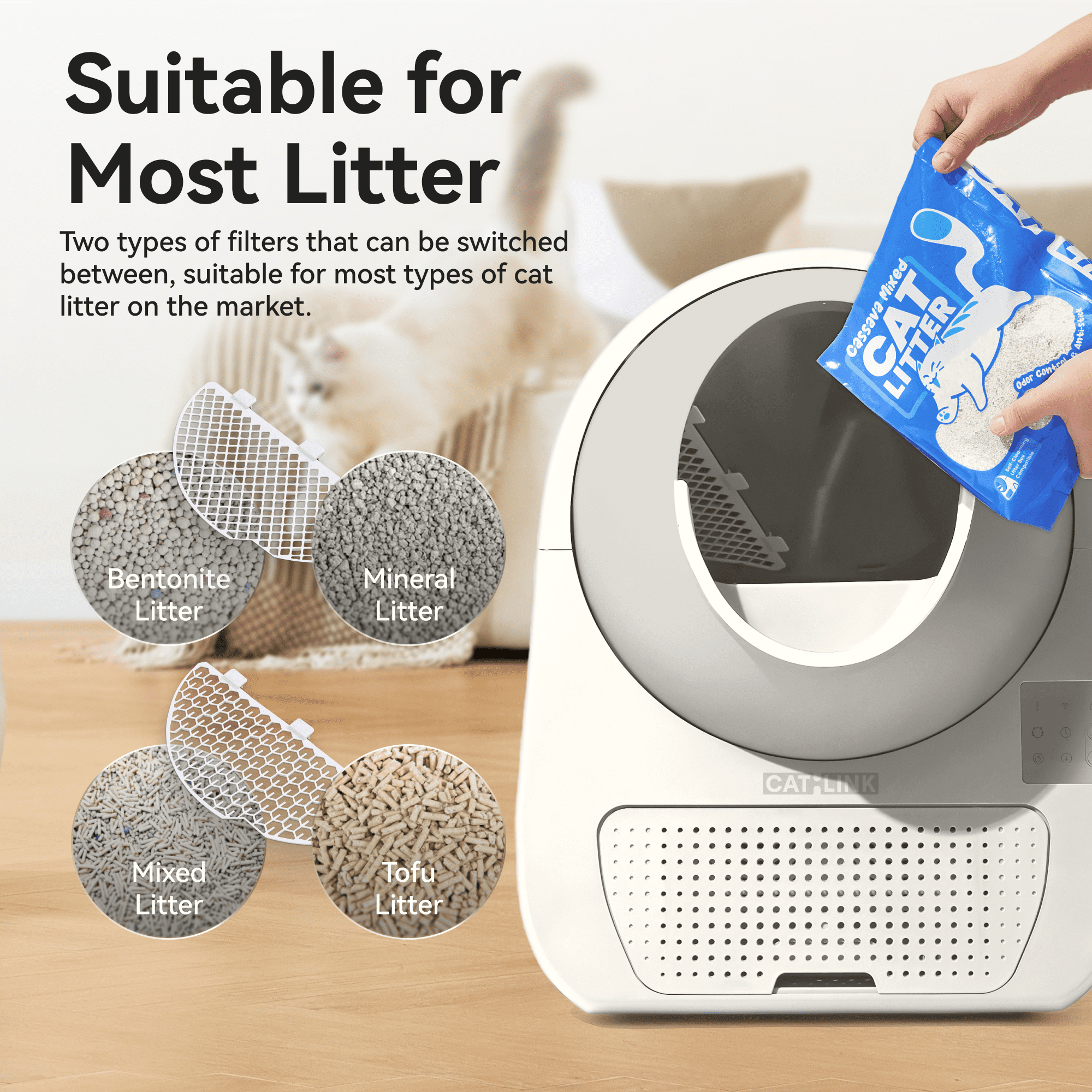 CATLINK Luxury Pro, Automatic Self Cleaning Cat Litter Box with APP, Odor Control, Health Monitoring