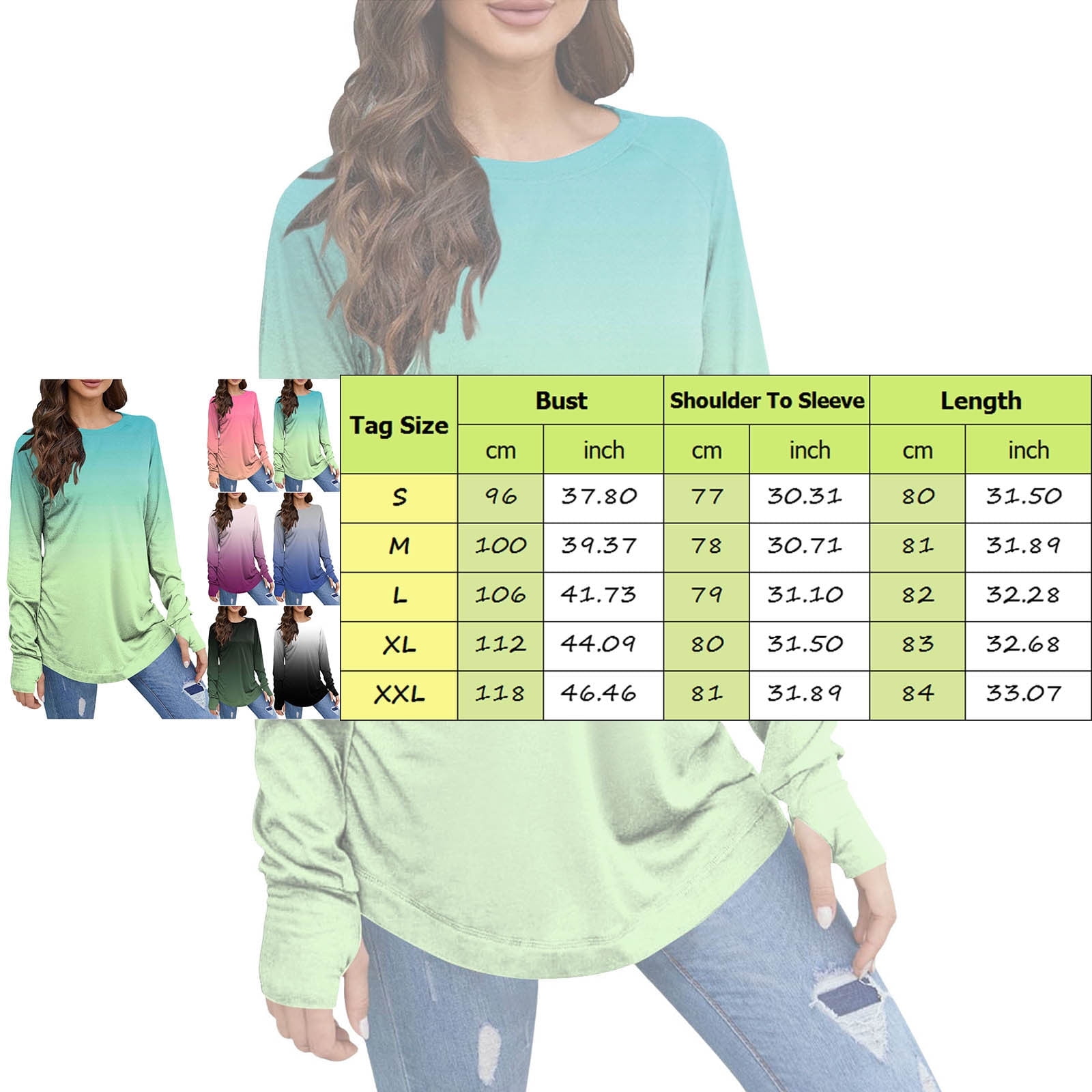 HCYSFG Womens Vertical Striped Print tee Thumb Hole Crew Neck T