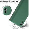 thumbnail image 4 of Case for iPhone XR, Glossy PU Leather 9 Card Slots Magnetic Closure Detachable Wrist Strap Zipper Wallet Shockproof Removable Back Cover Case - Dark Green, 4 of 16