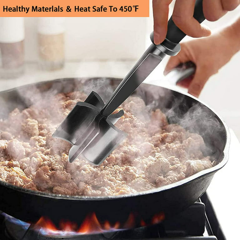 Crushing Meat with a Potato Masher for a Smoother Meat Filling