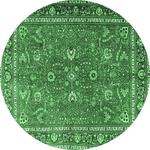 Ahgly Company Indoor Round Persian Emerald Green Traditional Area Rugs, 5' Round