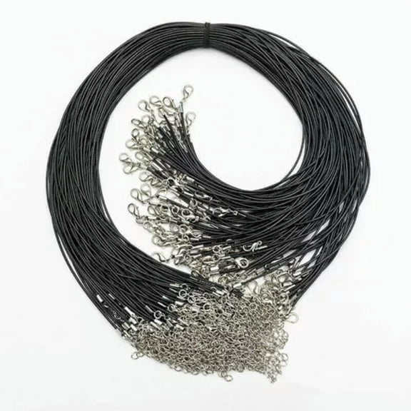 K-KED 100Pcs Wholesale Mixed Color Leather Cord Rope Necklace Chain-1.5mm clip black