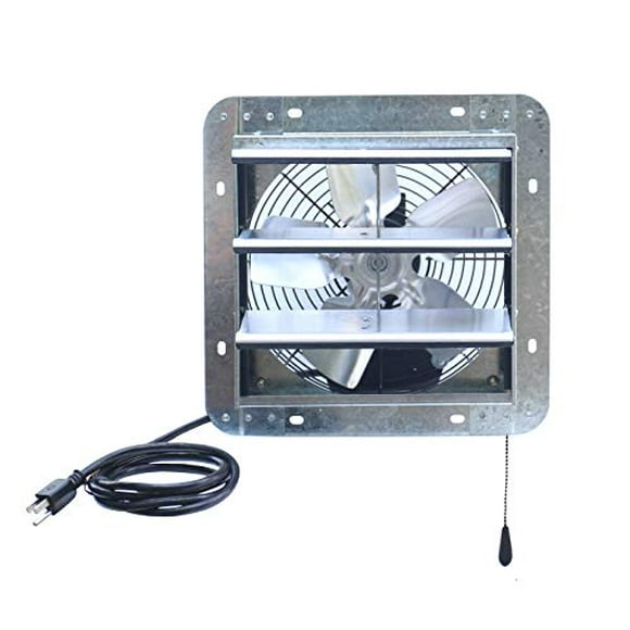 iLIVING ILG8SF10V-T 10 inch Shutter Exhaust Attic Garage Grow, Ventilation Fan with 3 Speed Thermostat 6 Foot Long 3 Plugs Cord, 10" - Variable, Silver