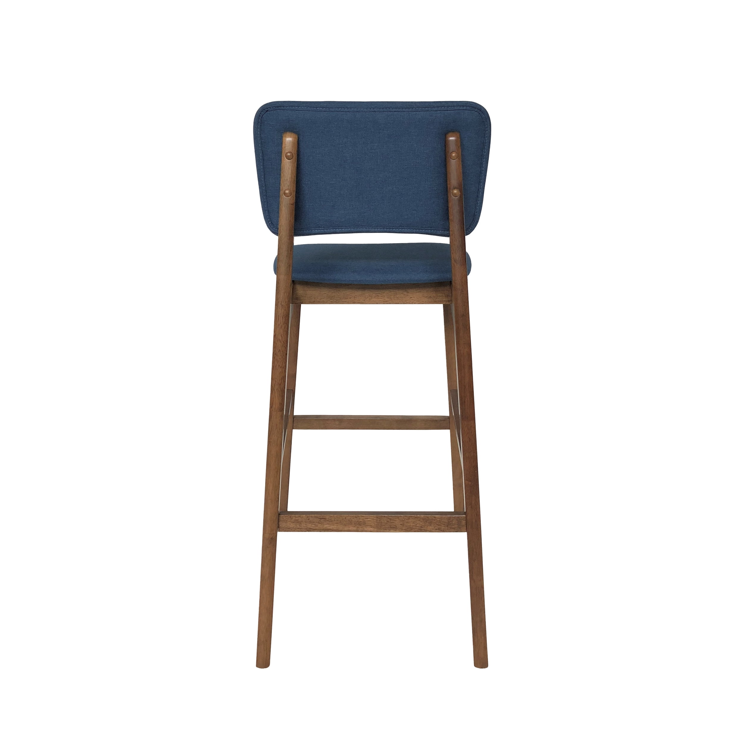 Noble House Rayan Modern 42" Wood Bar Chair, Set of 2, Dark Blue, Walnut