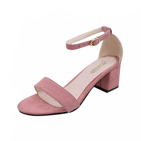 Women s Block Heels for Daily Open Toe Adjustable Ankle Strap Chunky Low Heeled Sandal Comfortable Office Wedding Dress Pumps Shoes Pink 8