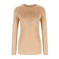 thumbnail image 4 of VgaVtl Womens T Shirts Long Sleeve Plus Size Womens Tops Beige Basic Layering Plain Loose Workout Casual Tops, 4 of 6