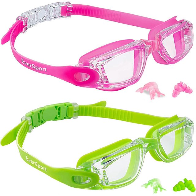 Kids Swim Goggles, Pack of 2 Swimming Goggles for Children Teens, Anti-Fog Anti-UV Youth Swim Glasses Leak Proof for Age4-16