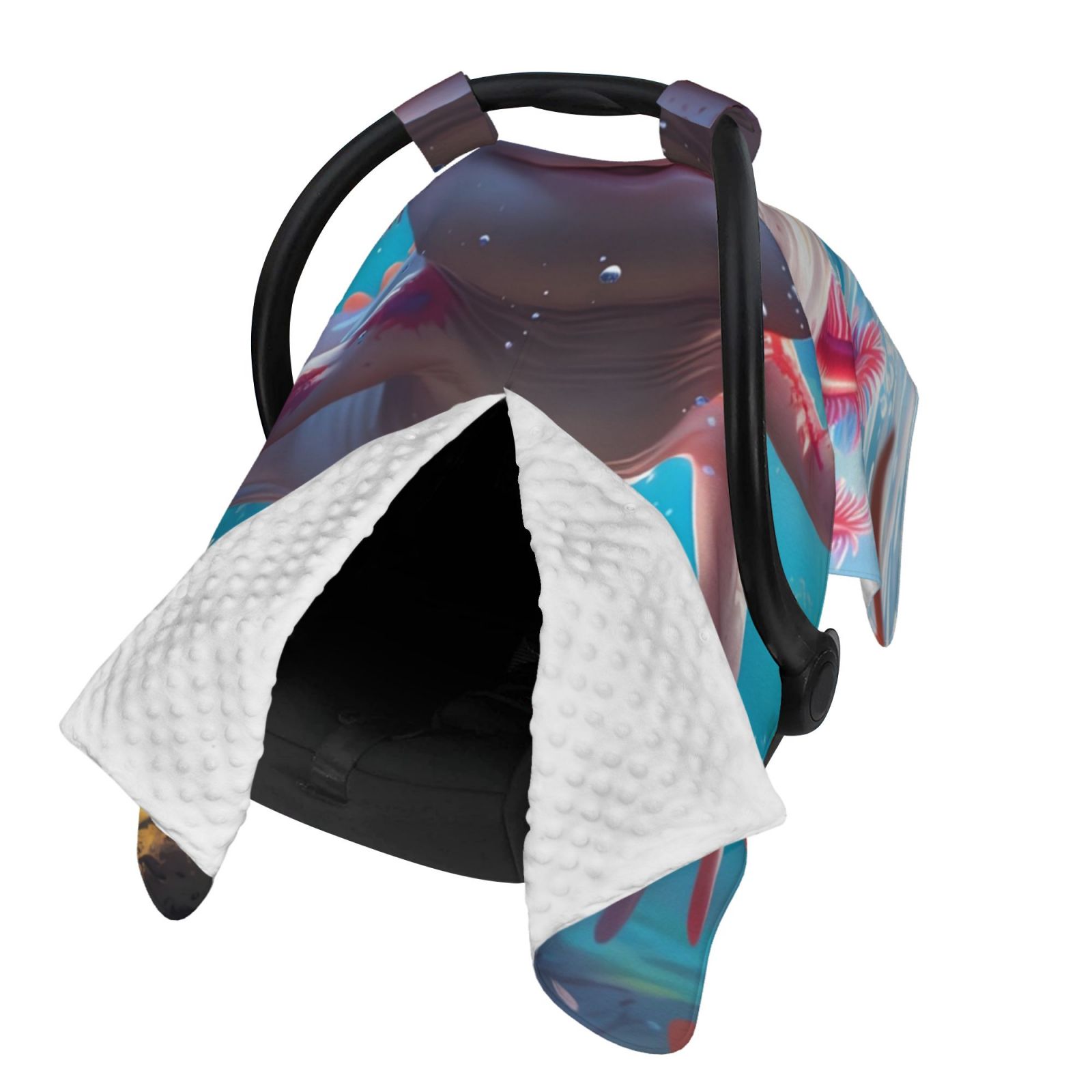 Naloa Cute Underwater Axolotl Baby Car Seat Cover, Breathable Baby Carrier Cover, Multiuse Baby Carrier Cover & Nursing Breastfeeding Cover