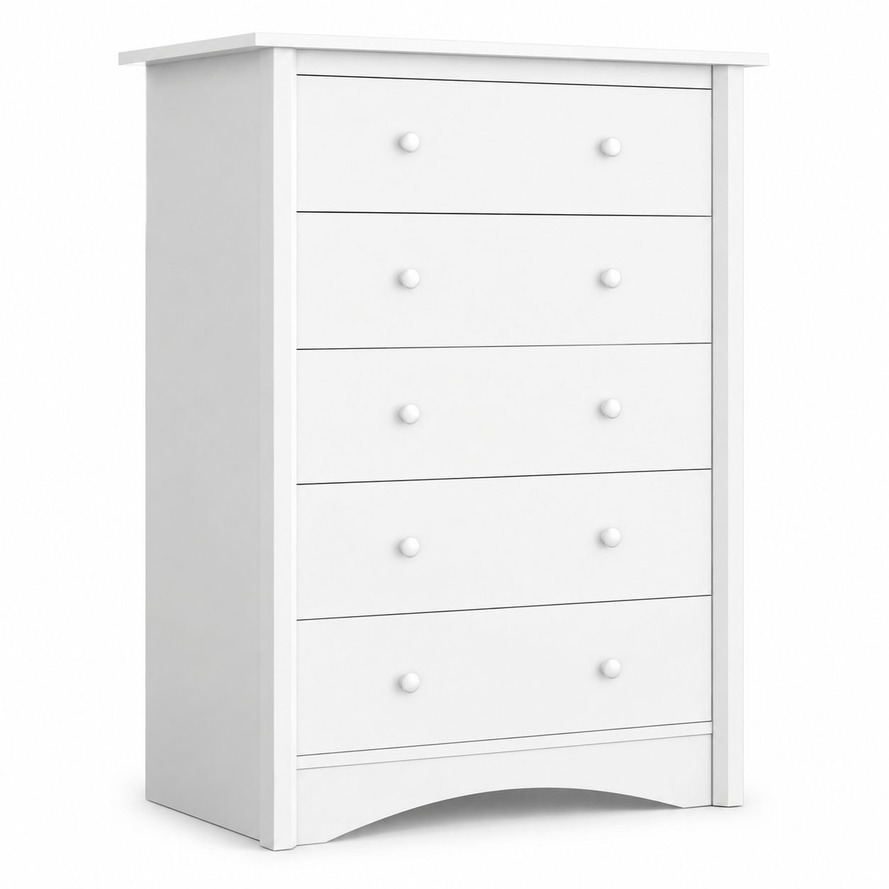 Tall 5-Drawer Storage Chest of Drawers for Bedroom White Wooden Dresser with Tip-Resistant Design Organizing Drawers for Hallway & Entryway