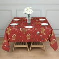 thumbnail image 3 of Red Christmas Gingerbread Man Pattern Square Tablecloth,Waterproof Square Table Cover,Wipeable Spillproof Washable Table Cover for Home Kitchen Party Decor 60"x60"(152x152cm), 3 of 6