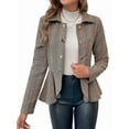 thumbnail image 3 of Elegant Women Blazer Business Work Office Peplum Hem Jacket Open Front Herringbone Coats Camel S, 3 of 9