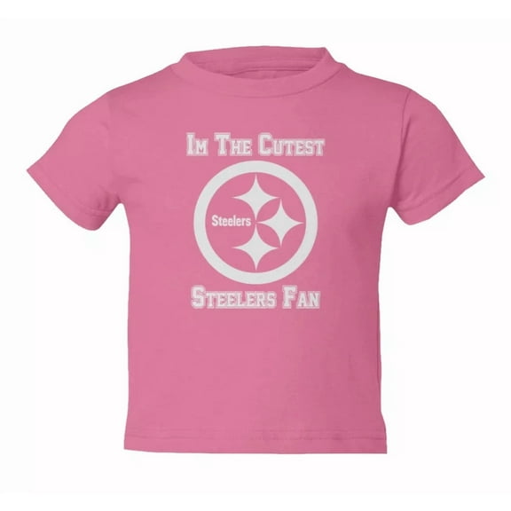 Bella Canvas I'm The Cutest Pittsburgh Fan Pink Kids Toddler Boys & Girls Shirt, Gift for Baby or Kids