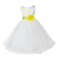 thumbnail image 3 of Ekidsbridal Satin Ivory Lemon Tulle Rattail Flower Girl Dress for Baptism Wedding Mini Bridal Gown 829T 10, 3 of 3