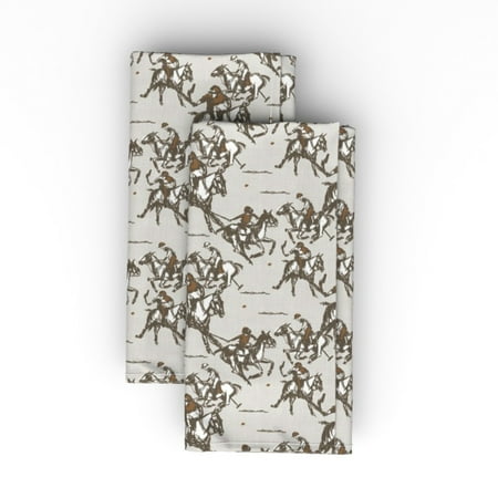 

Cotton Sateen Dinner Napkins (Set of 2) - Field Sepia Horses Equestrian Sports Pony Vintage Style Horse Sketch Sport Preppy Watercolor Print Cloth Dinner Napkins by Spoonflower
