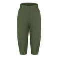 thumbnail image 6 of UVEASISHA Capri Leggings for Women Ribbed Knit Cutout Yoga Capris High Waisted Cropped Summer Pants Army Green M, 6 of 7