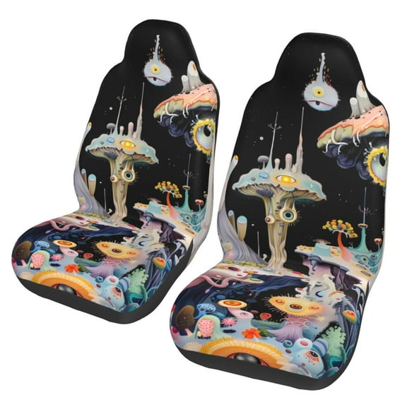 Yiaed Cute Mushroom Landscape Print Car Seat Covers,Universal Auto Seats Protector Fits for Car,SUV Sedan,Truck,Automotive Seat Covers & Accessories(Two packs)