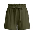 thumbnail image 5 of ClodeEU Women's Linen Blend Drawstring Shorts with Pockets ,Pleated Elastic Waist Casual Bottoms Green,Womens Plus L, 5 of 5