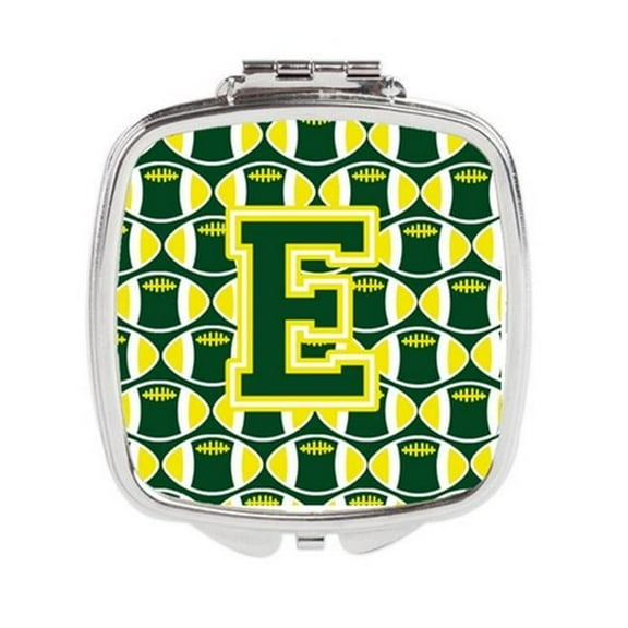 Carolines Treasures Letter E Football Green & Yellow Compact Mirror
