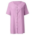 thumbnail image 5 of ELFINDEA Womens Plus Blouses & Tunics Fall Autumn Fashion Mid-Length Loose Solid Color Short Sleeve Shirt Casual Womens Tops Purple 8X, 5 of 5
