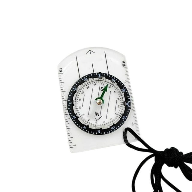Outdoor Transparent Mini Acrylic Scale Compass, Map Scale Lanyard with North Pointer