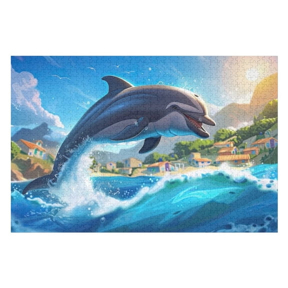 Puzzles for Adults 300 Pieces - Beautiful Dolphin Puzzle for Stress Relief and Leisure Holiday Gifts Home Decor Collectibles