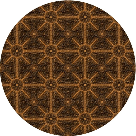 Ahgly Company Machine Washable Indoor Round Transitional Mahogany Brown Area Rugs, 7' Round