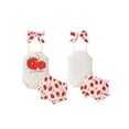 thumbnail image 3 of Yunliwuli Baby Girl Summer Clothes Strawberry Print Sleeveless Romper and Elastic Shorts Headband Set 3 Piece Outfits, 3 of 10