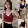 thumbnail image 6 of Wuffmeow Women's Letter Halter Sexy Slim Exposed Navel Knitted Camisole Tank Top, 6 of 6