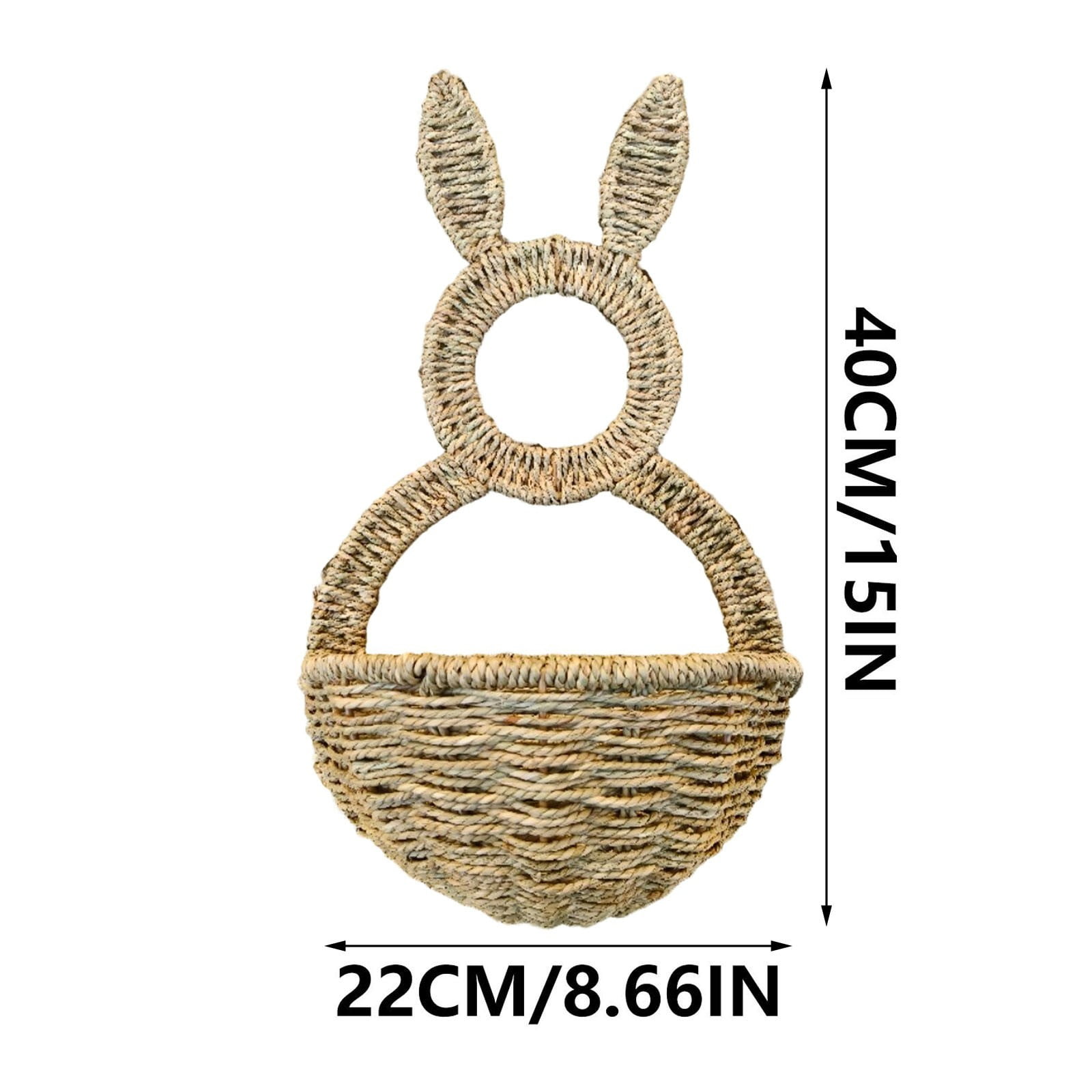 SCNOR Easter Bunny Wall Hanging Basket for Front Door & Mantel, Spring Home Decor with Hook, Open Unlined Design for Indoor Outdoor Decor
